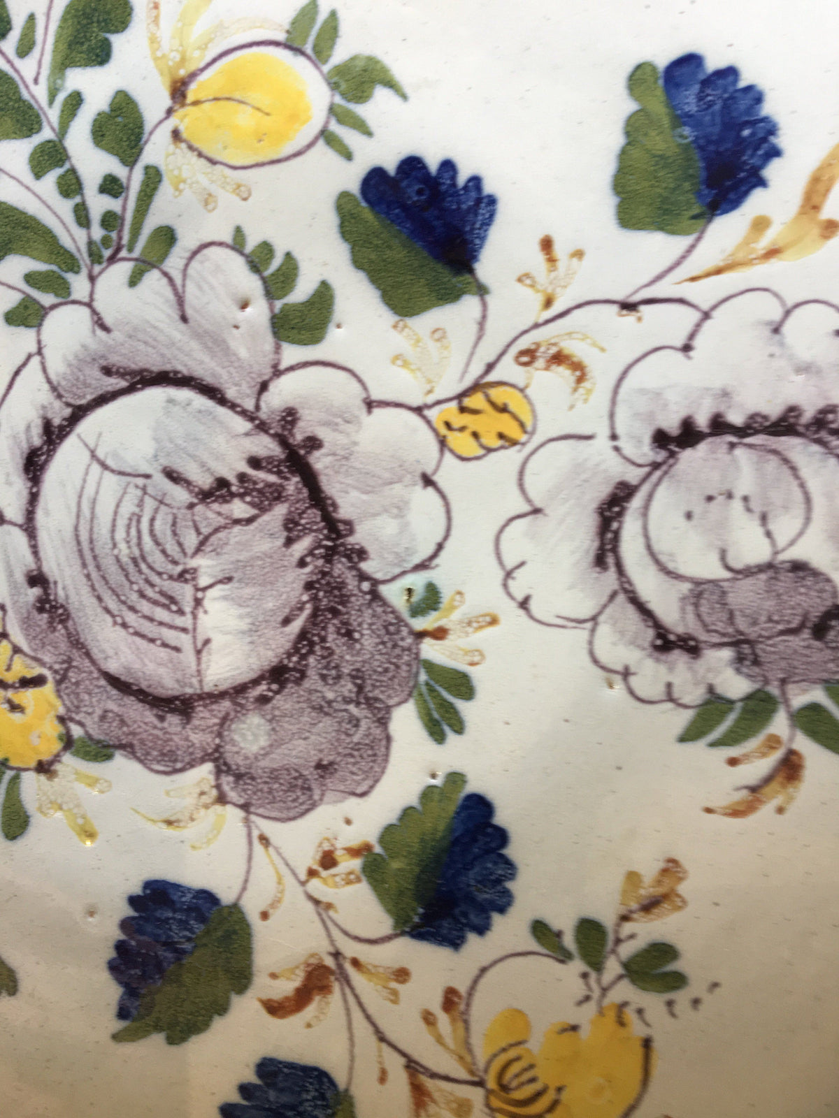 Dutch Delft Floral Polychrome Charger, 18th C. - Helen Storey Antiques
