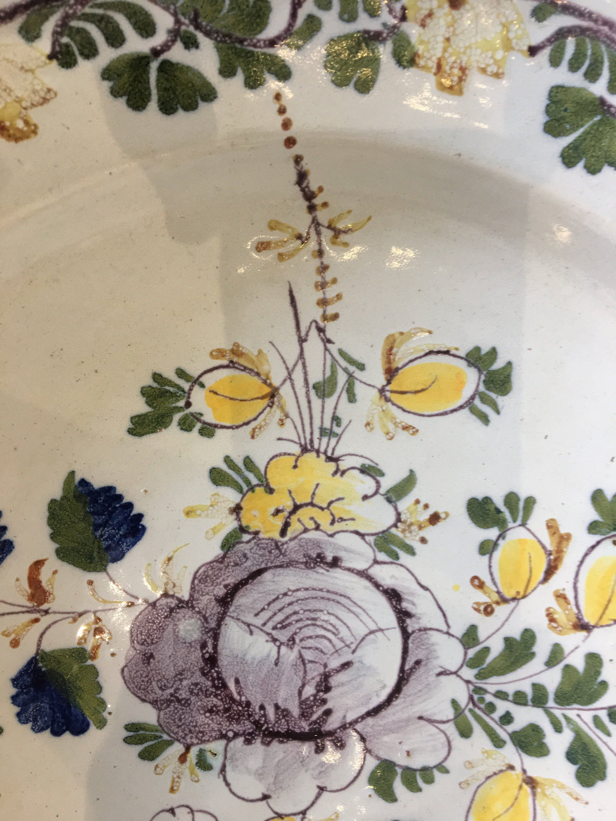 Dutch Delft Floral Polychrome Charger, 18th C. - Helen Storey Antiques