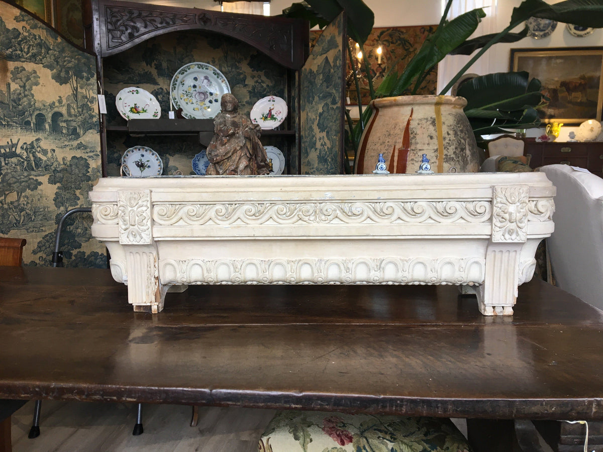 French Provincial White Painted, Carved, Jardinière - Helen Storey Antiques