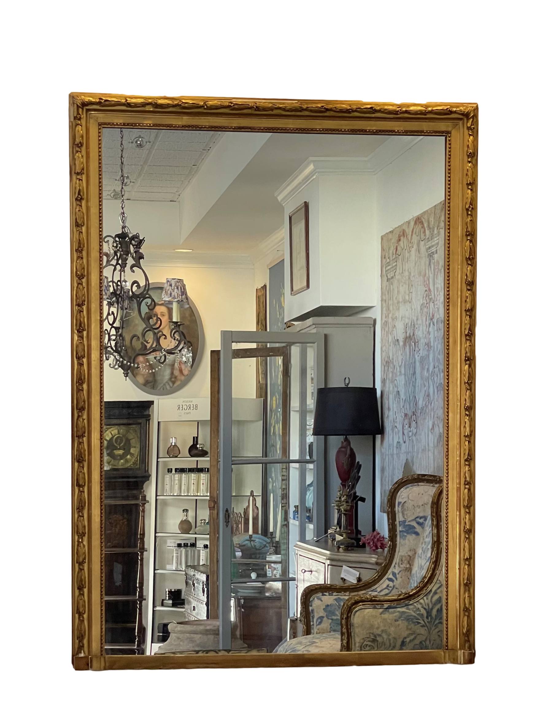 French Gilded Overmantel Mirror, c. 1880 - ON HOLD