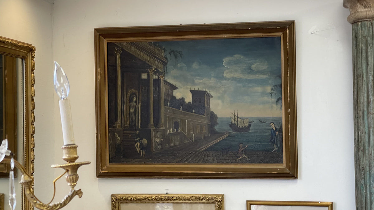Painting - LARGE, CHARMING 18TH CENTURY NAIVE PAINTING OF VENICE