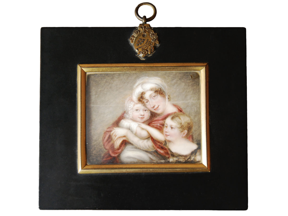 Portrait Miniature - Mother and two children - Albin Roberts Burt - Helen Storey Antiques