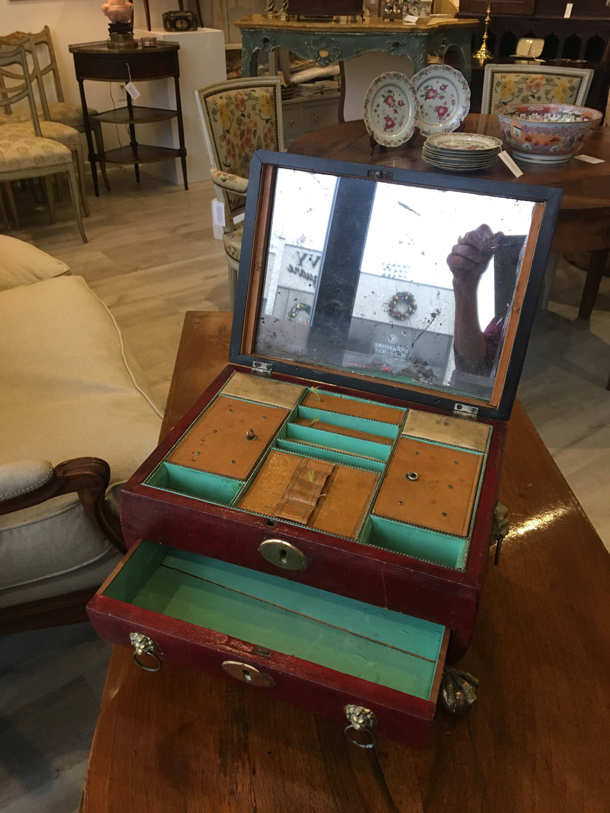 Regency Jewelry  Dressing Sewing Box - Helen Storey Antiques
