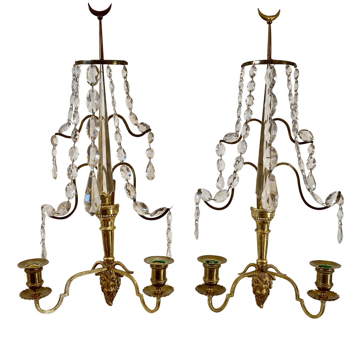 Pair of Baltic or Russian fire gilt bronze two-arm wall sconces, circa 1810 - Childs Estate