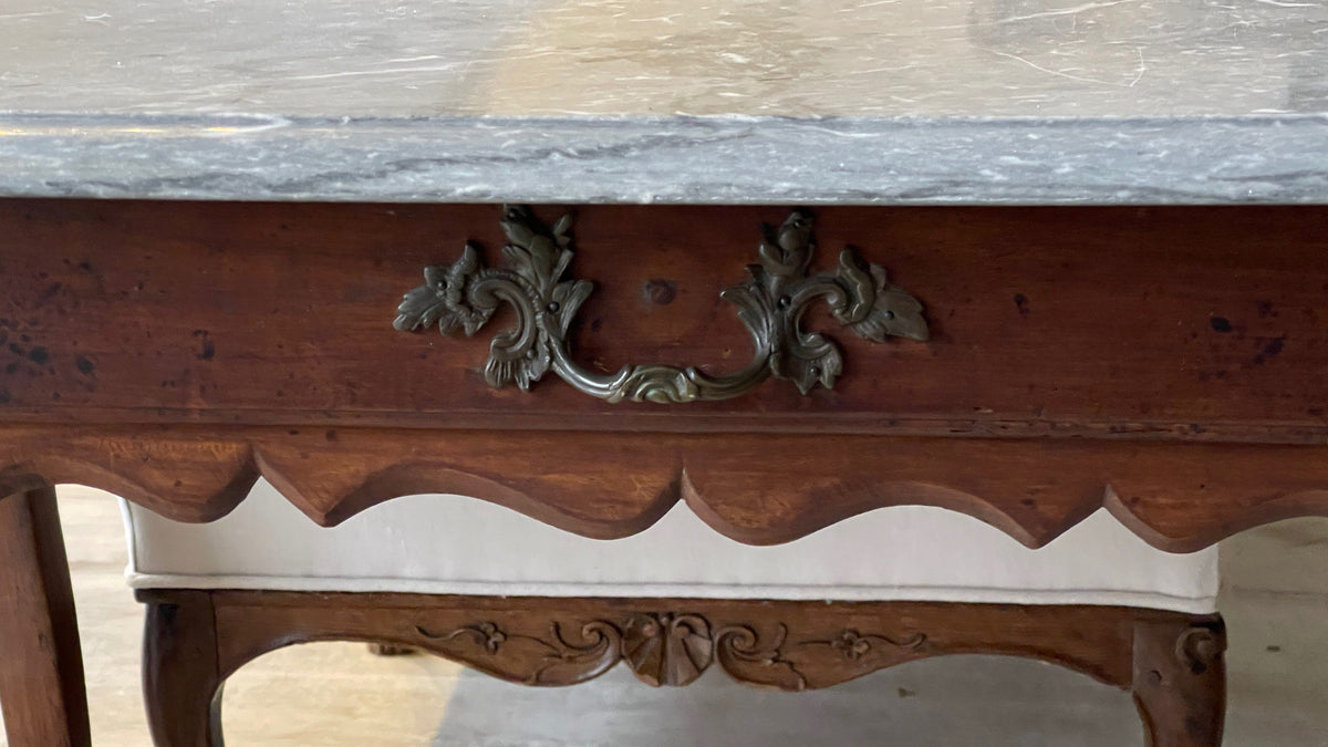 Table - 18TH CENTURY FRENCH PROVINCIAL MARBLE TOP TABLE