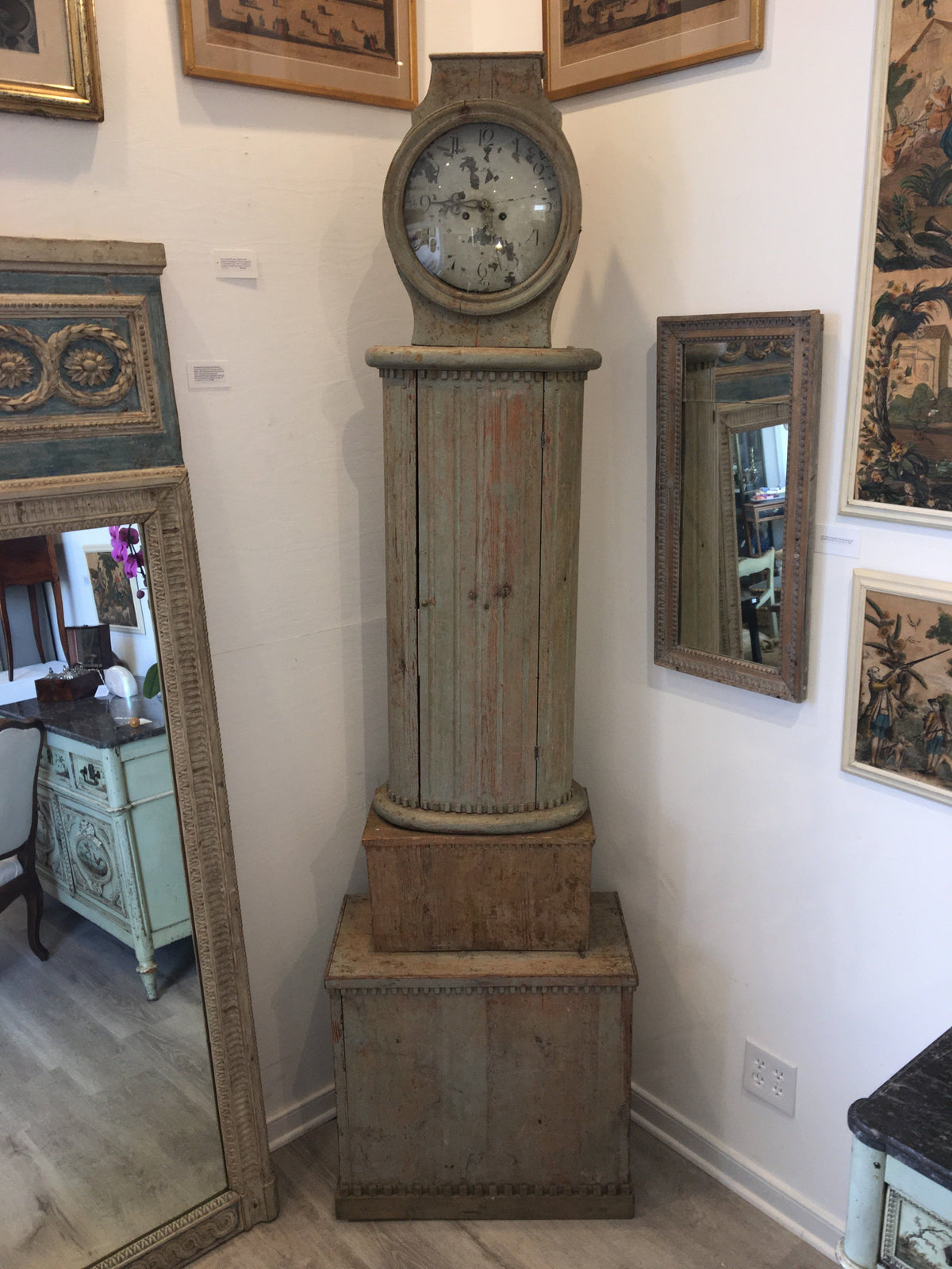 Gustavian Swedish Columnar Tall Case Clock, 18th Century - Helen Storey Antiques