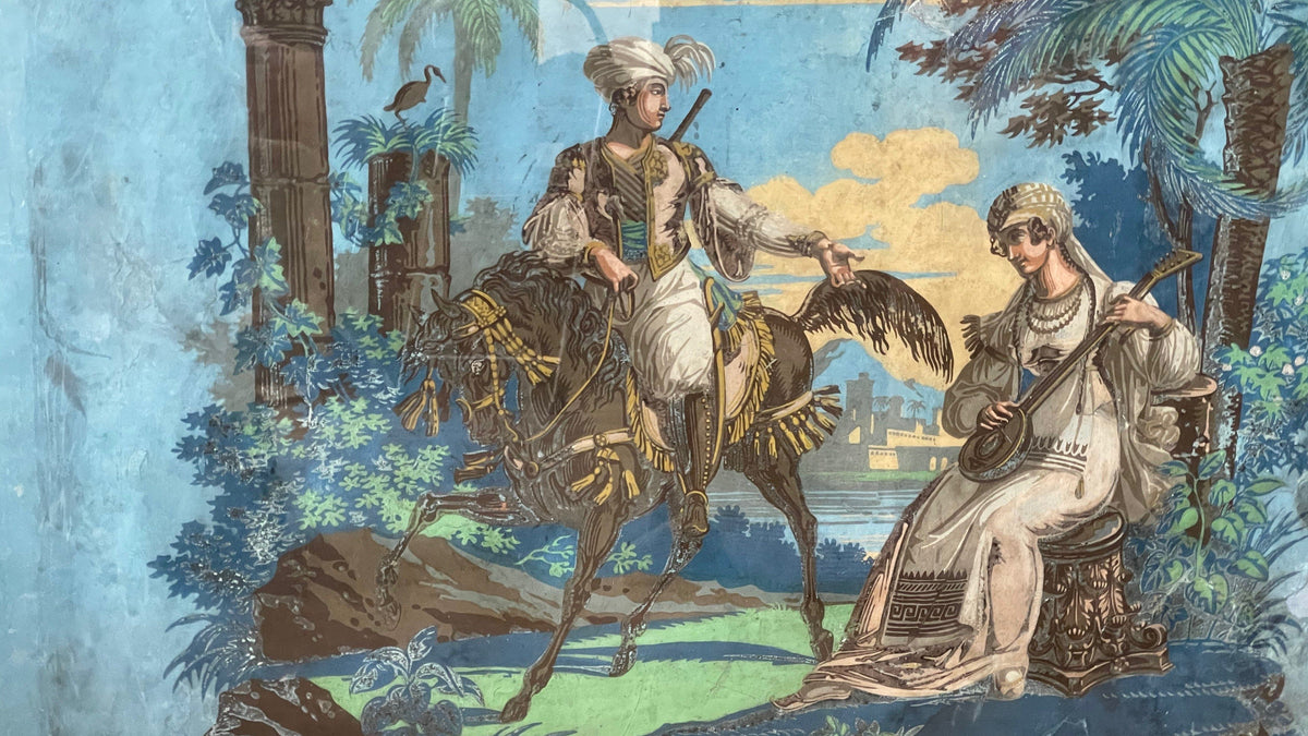Wallpaper - FRAMED 18TH CENTURY FRENCH WALLPAPER, EXOTIC SCENE